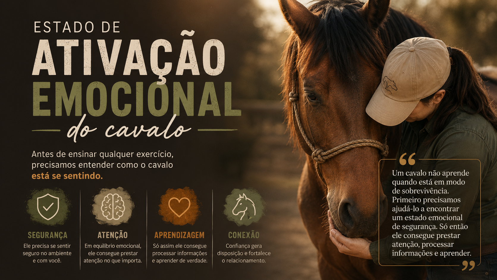 Estado de ativação emocional do cavalo: por que ele precisa se sentir seguro para aprender